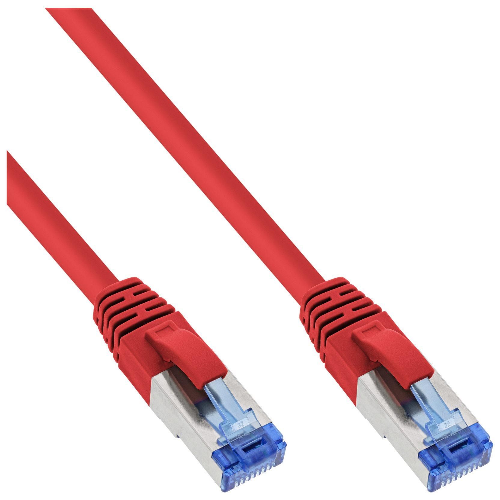 INTOS ELECTRONIC CAT 6a SFTP Cord, 10m, RJ-45 (M) to RJ-45 (M), Halogen Free, Red