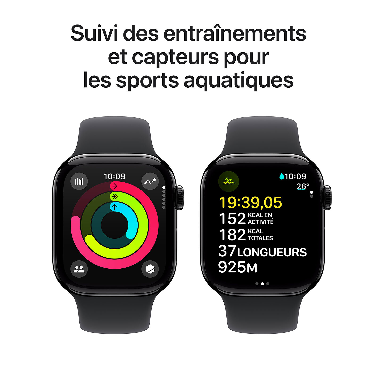 Apple Watch Series 10 GPS 42 mm Jet Black Aluminium Sport Band Black S/M