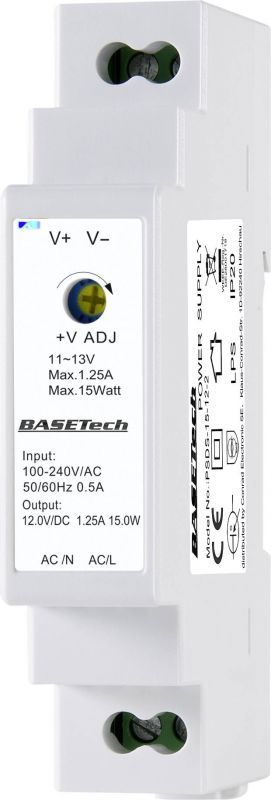 Basetech DIN Rail Power Supply (15W), PC Power, White