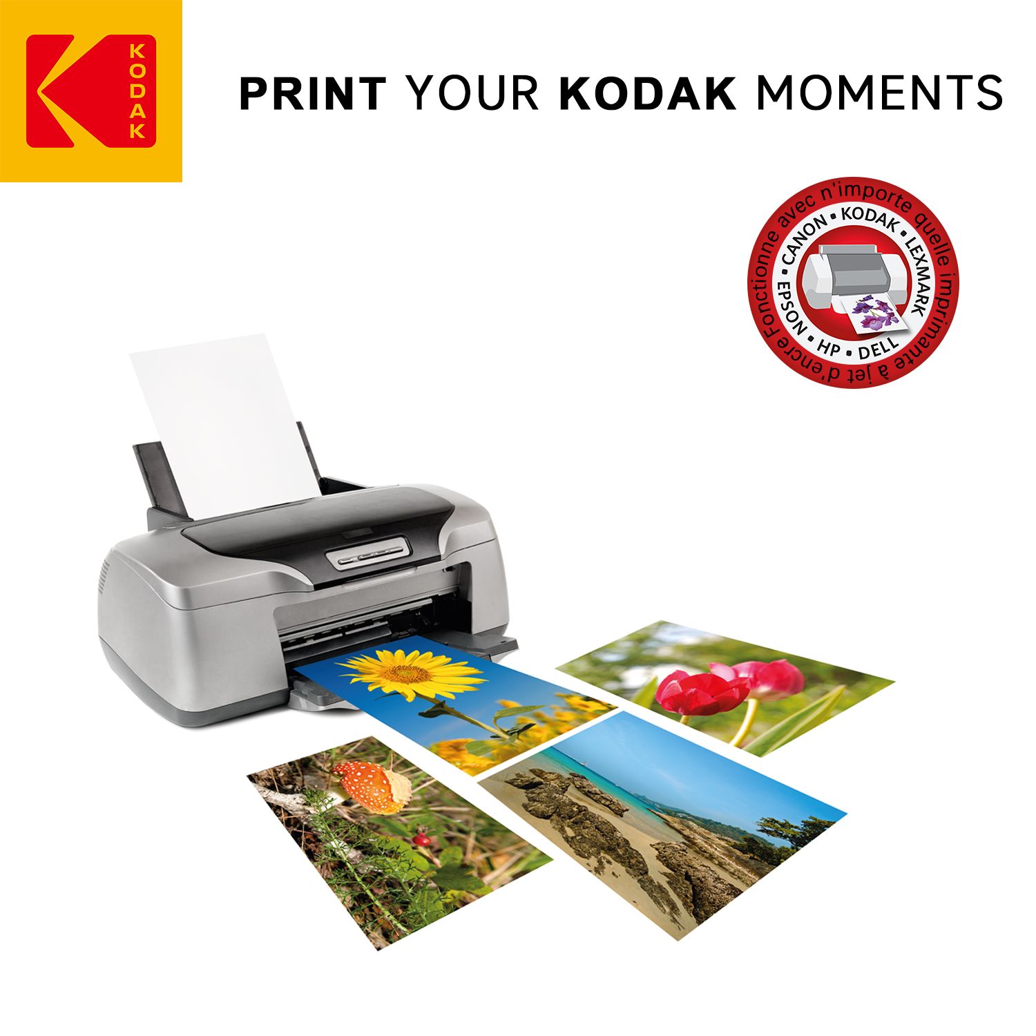 Kodak Instant Photo Paper - 100 Sheets - 4x6 Inches Glossy Finish - 180gsm - Inkjet Compatible