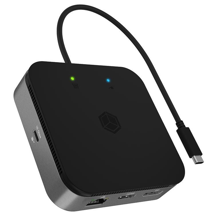 Icy Box IB-DK408-C41 USB4 Wired Docking Station - Slate Grey