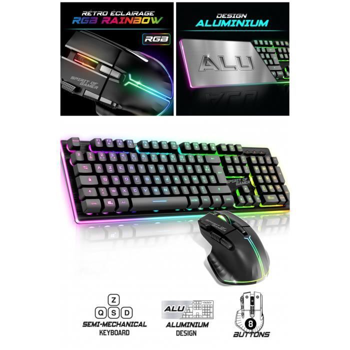 Kit de juegos inalámbrico Spirit of Gamer RGB PRO - Negro