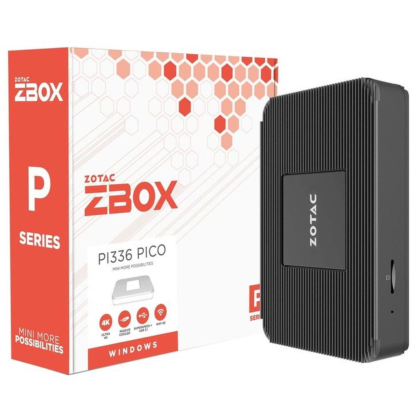 Zotac ZBOX P Series PI336 Pico - Celeron N6211 1.2GHz 4GB RAM 128GB - Black