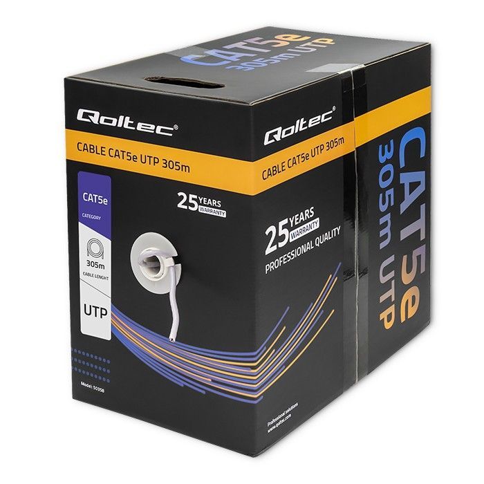 Qoltec CAT5E UTP Network Cable, 305m, Gray