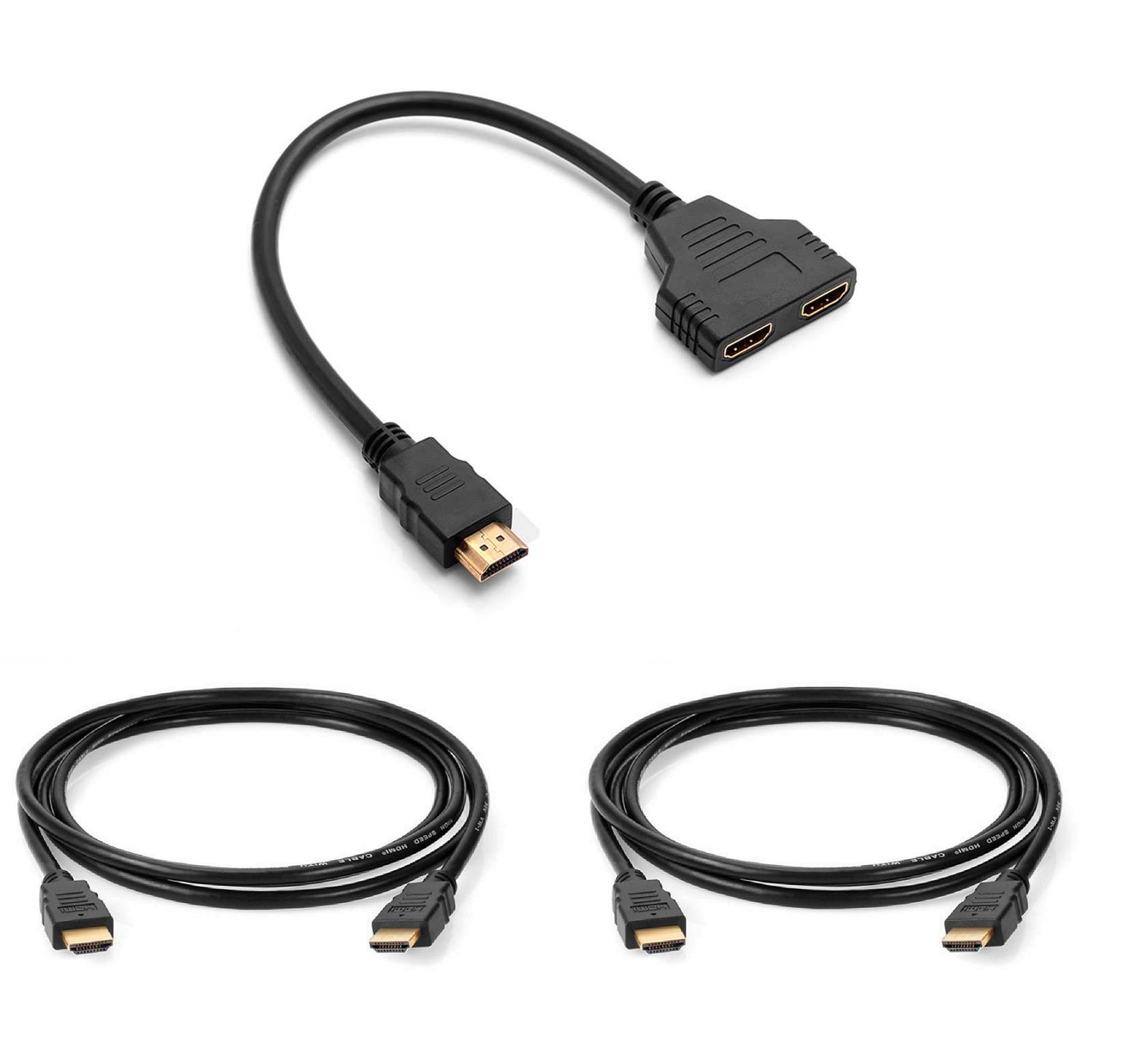 HDMI Splitter Cable - 1 Input, 2 Outputs + 2 HDMI Cables - Connect to 2 Devices - Street Tech ®