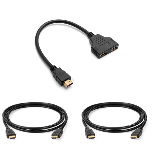 HDMI Splitter Cable - 1 Input, 2 Outputs + 2 HDMI Cables - Connect to 2 Devices - Street Tech ®