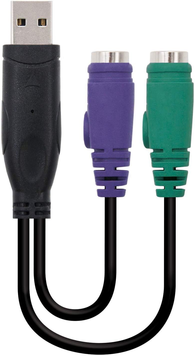 UniversalHouse USB to PS2 Adapter Cable, 1.2m, Black, Keyboard & Mouse