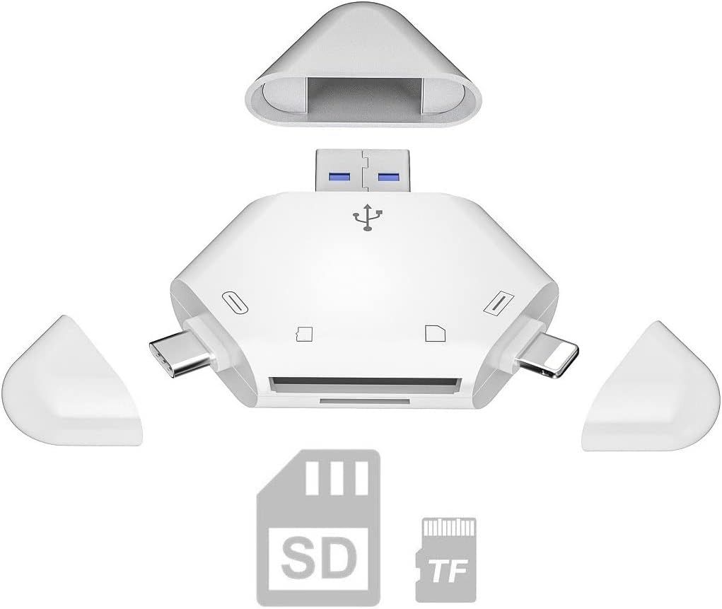 UniversalHouse 3-in-1 SD Card Reader for iPhone/iPad, USB C & A Devices, Trail Camera Viewer with Windows, Mac OS, Linux Support