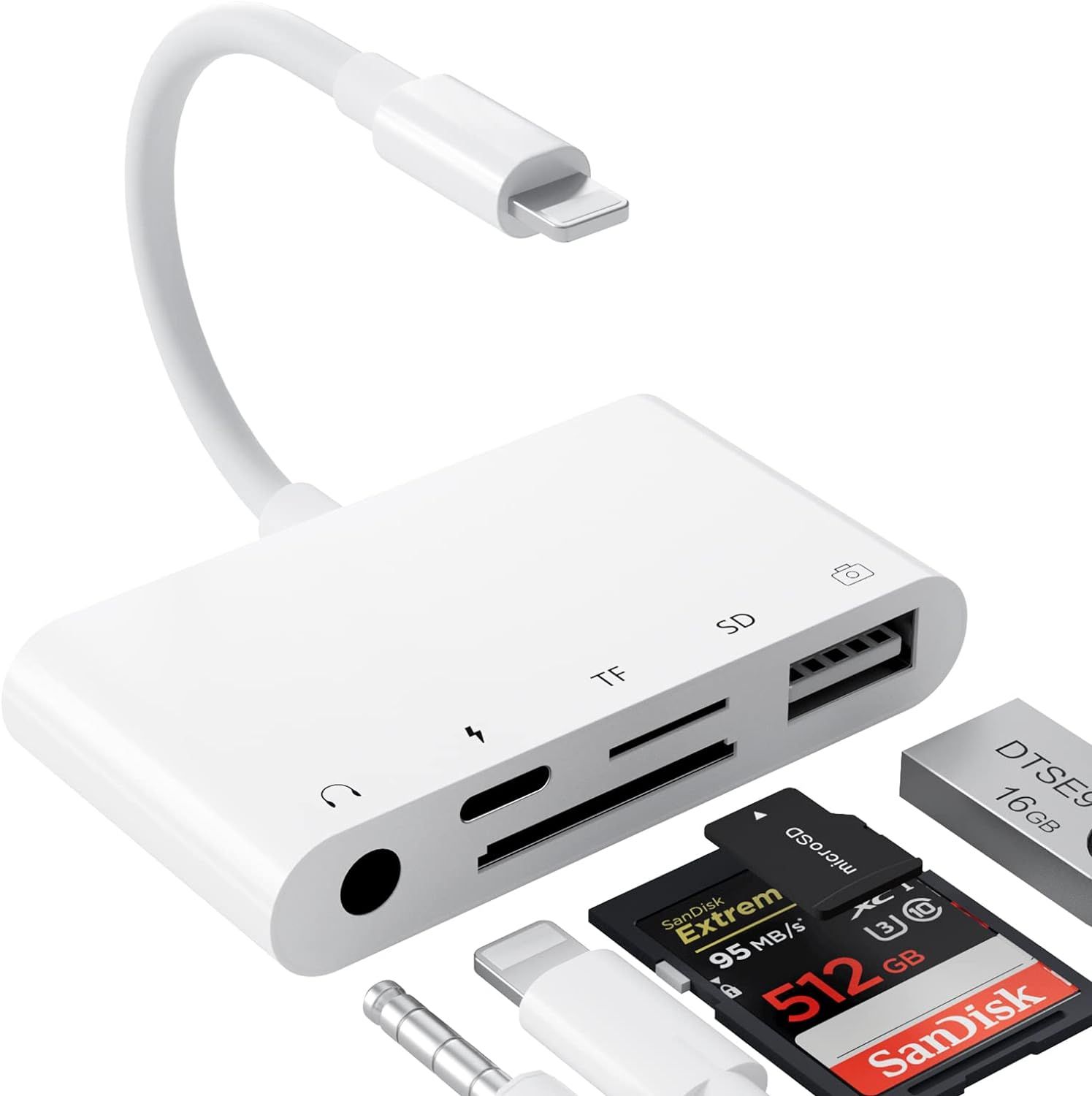 UniversalHouse 5-in-1 Card Reader Adapter for iPhone