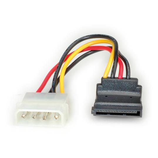 Adaptateur d'alimentation Roline - 4 broches Molex vers SATA 15 broches - 10 cm - courbé à 90°