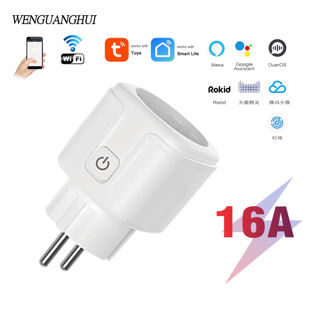Smart WiFi Power Outlet with Voice Control for Mobile Phone, 16A