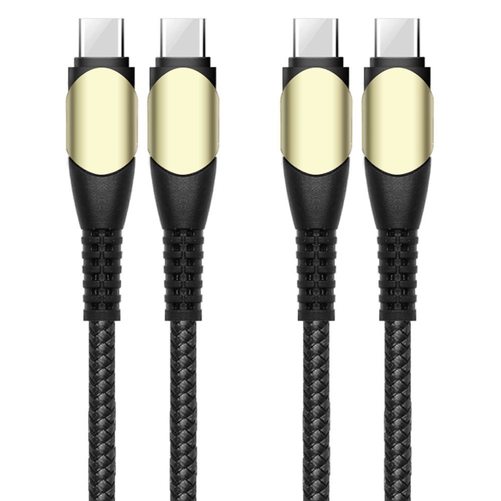 Kit de 2 cables USB-C a USB-C de 60W, 1 metro, de nylon negro, para iPhone 15