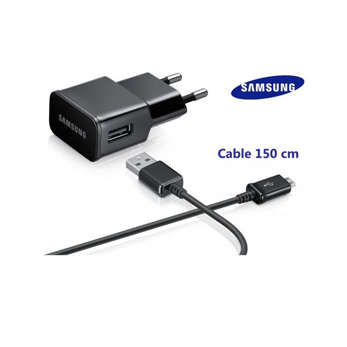 Chargeur Samsung Origine pour Galaxy Note 4 Noir 2A avec câble 1,5M Micro-USB