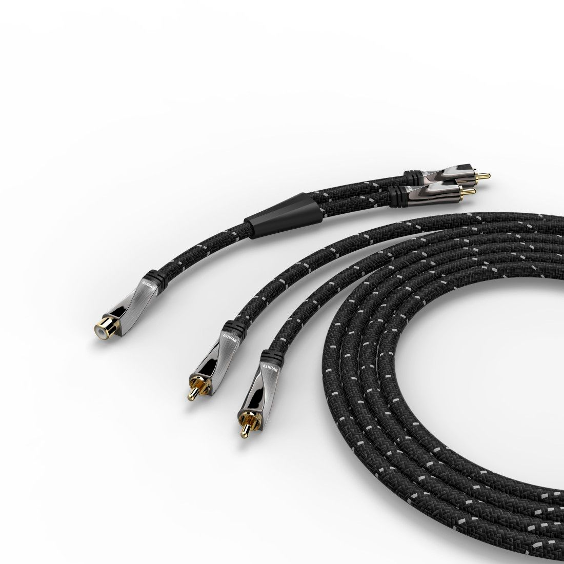 Avinity Subwoofer Cable with RCA Adapters - 2 x Female to Male, Textured Gold, 8m