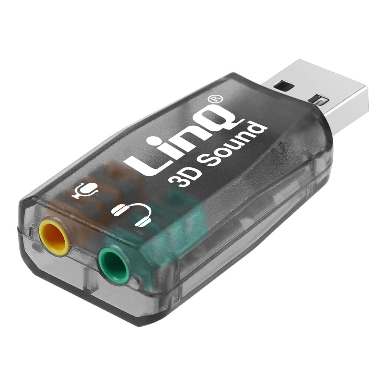 Carte Son Externe LinQ USB vers 2x Jacks 3.5mm Audio Microphone Surround 5.1
