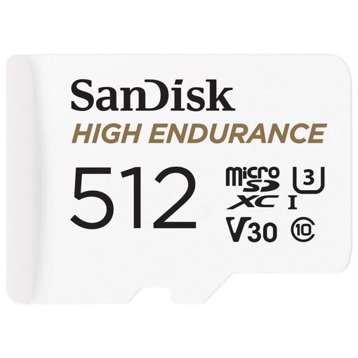 SanDisk High Endurance MicroSDXC Card - 512GB (Includes SD Adapter) - V30 / UHS-I U3 / Class 10