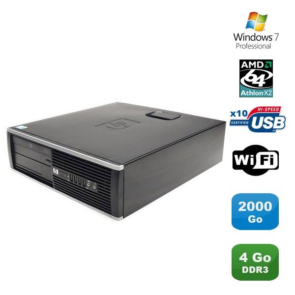HP Compaq 6005 Pro SFF Desktop PC - AMD Athlon X2 215, 2.7GHz, 4GB RAM, 2TB HDD, WiFi, DVD Drive, Windows 7 Pro
