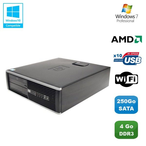 HP Compaq 6005 Pro SFF Desktop PC - AMD Phenom II X2 3GHz, 4GB RAM, 250GB HDD, WiFi, DVD Burner, Windows 7 Pro