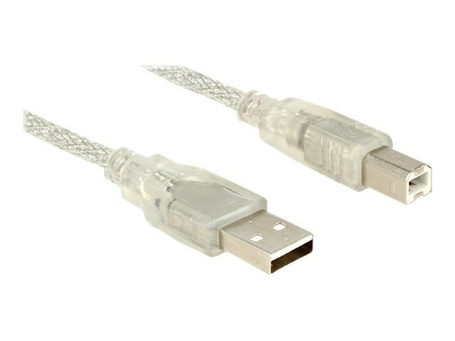 Delock USB Cable - USB Type B (M) to USB (M) - USB 2.0 - 1.5m - Transparent