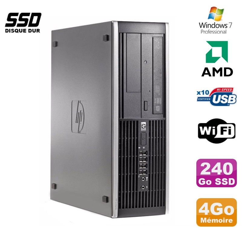 HP Compaq 6005 Pro SFF Desktop - AMD 3GHz, 4GB DDR3, 240GB SSD, WiFi, Windows 7 Pro