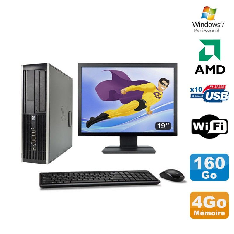 HP Compaq 6005 Pro SFF Desktop PC - AMD 3GHz, 4GB RAM, 240GB SSD, DVD Burner, WiFi, Windows 7 Pro