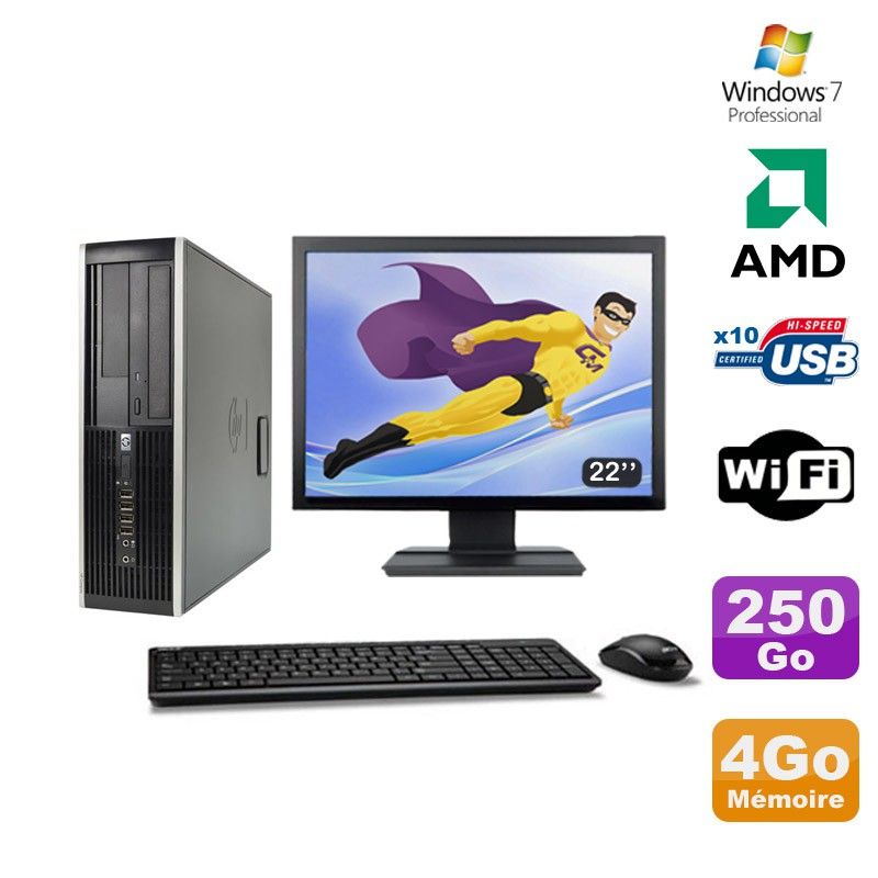 HP Compaq 6005 Pro SFF Desktop PC - AMD 3GHz, 4GB RAM, 250GB HDD, DVD Burner, WiFi, Windows 7 Pro