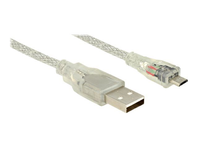Cable Micro-USB Delock - 1 m, USB 2.0, Transparente