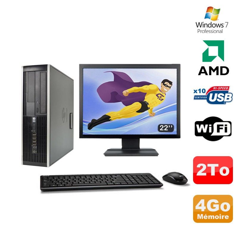 HP Compaq 6005 Pro SFF Desktop - AMD 3GHz, 4GB RAM, 2TB HDD, DVD Burner, WiFi, Windows 7 Pro