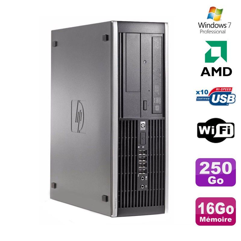 HP Compaq 6005 Pro SFF Desktop - AMD 3GHz, 16GB RAM, 250GB SATA, DVD Drive, WiFi, Windows 7 Pro