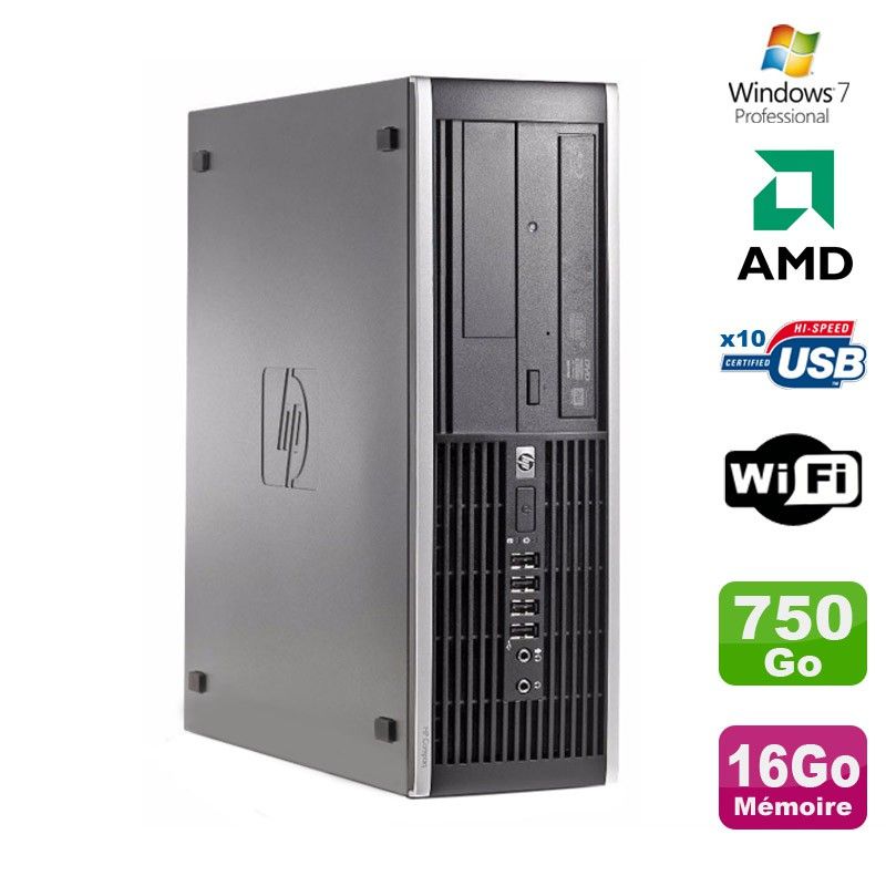 HP Compaq 6005 Pro SFF Desktop - AMD Ryzen 3 3GHz, 16GB DDR3, 750GB SATA, DVD Burner, WiFi, Windows 7 Pro