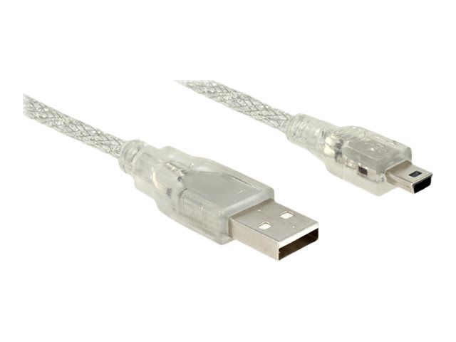 Câble USB Delock - Mini USB Type B (M) vers USB (M) - USB 2.0 - 1 m - Transparente