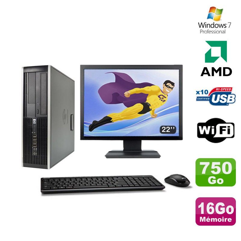 HP Compaq 6005 Pro SFF PC - AMD 3GHz, 16GB RAM, 750GB HDD, DVD Burner, WiFi, Windows 7 Pro