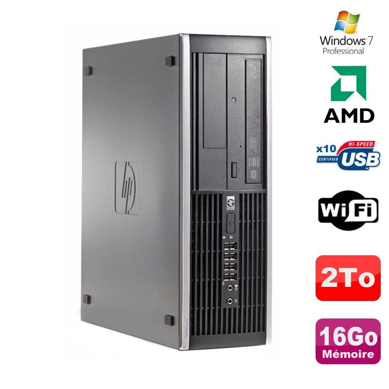 HP Compaq 6005 Pro SFF PC - AMD 3GHz, 16GB DDR3, 2TB SATA, DVD Burner, WiFi, Windows 7 Pro