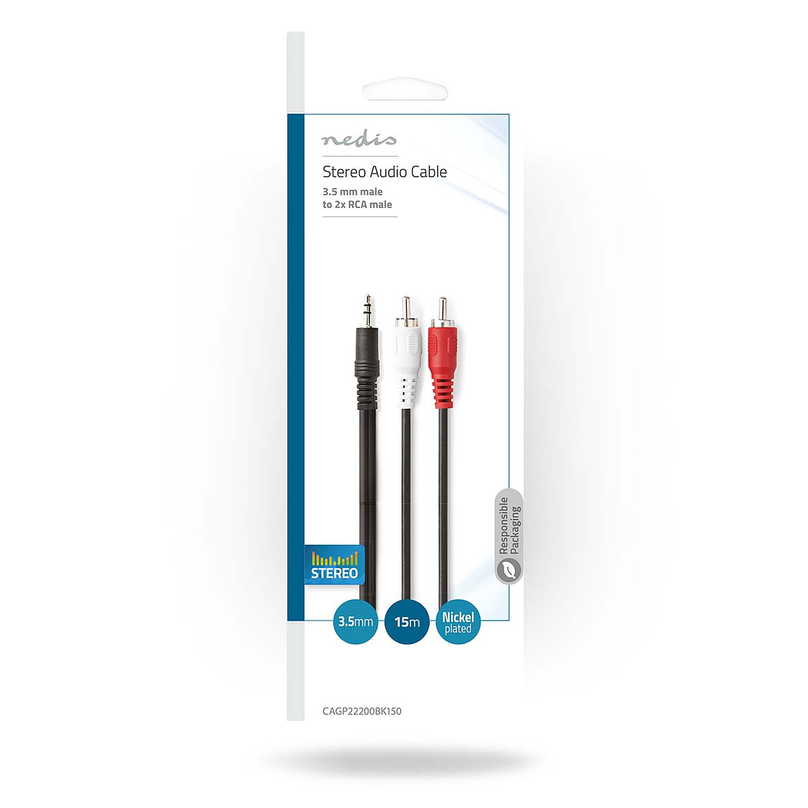 Nedis Audio Cable Stereo Jack 3.5 mm male to 2x RCA male - 15 m