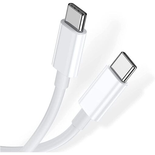 E.F.Connection USB-C to USB-C Cable for iPhone 15 Pro Max, 15 Pro, 15 Plus - Quick Charge 20W, 1M White - Pack of 2