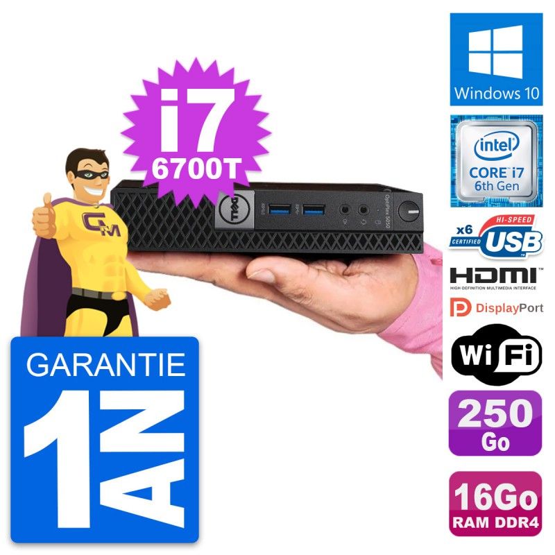 Dell Mini PC 5050 - Core i7, 16GB RAM, 250GB SSD, HDMI, WiFi