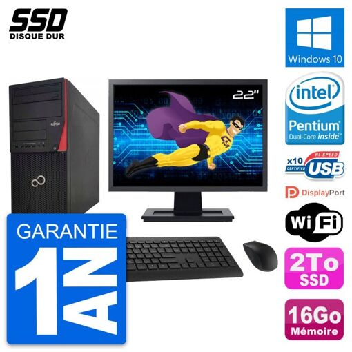 PC de escritorio Fujitsu P920 de 22 pulgadas - Procesador Intel G3220, 16 GB de RAM, 2 TB SSD, Windows 10, WiFi