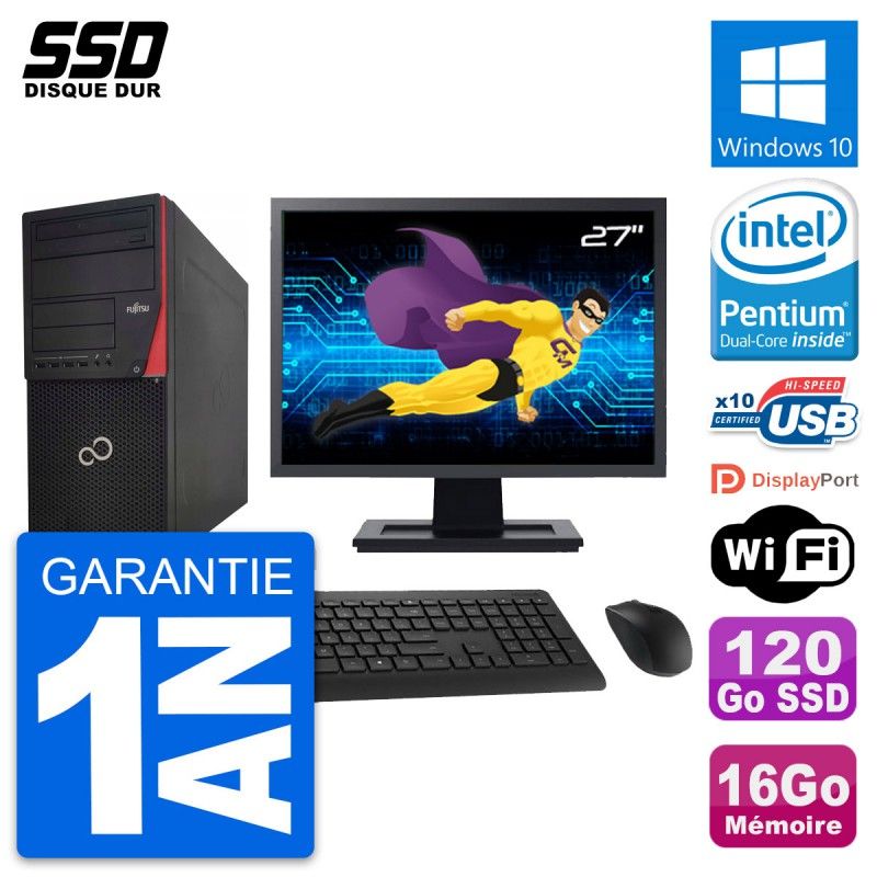 Fujitsu P920 27-Inch PC Tower - Intel G3220, 16GB RAM, 120GB SSD, Windows 10, WiFi
