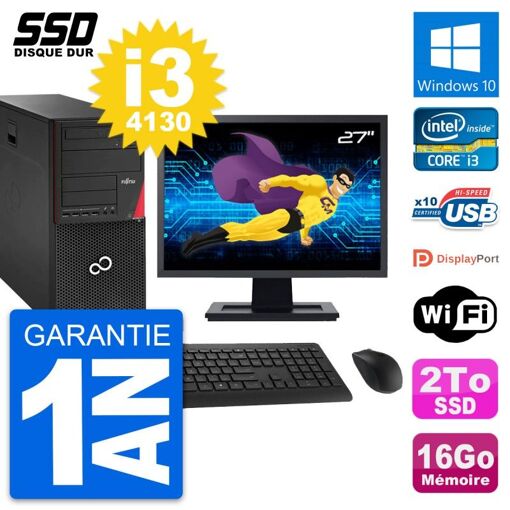 Torre Fujitsu P920 - Monitor de 27', Intel i3-4130, 16GB RAM, 2TB SSD, Windows 10, WiFi