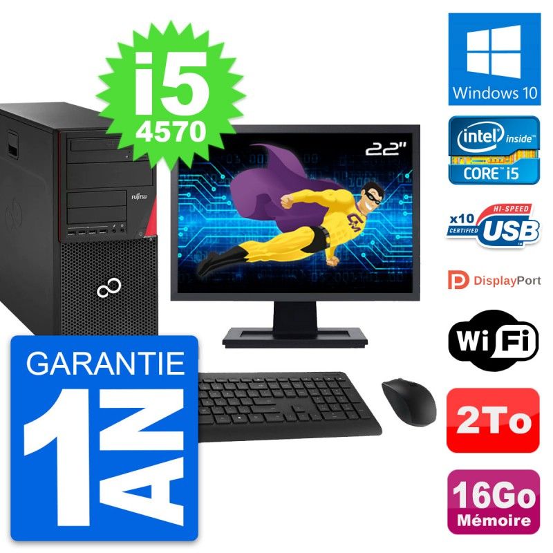 Fujitsu P920 22-inch PC Tower - Intel i5-4570, 16GB RAM, 2TB HDD, Windows 10, WiFi