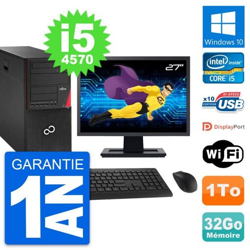 PC de sobremesa Fujitsu P920 de 27 pulgadas - Intel i5, 32 GB de RAM, 1 TB de almacenamiento, Windows 10