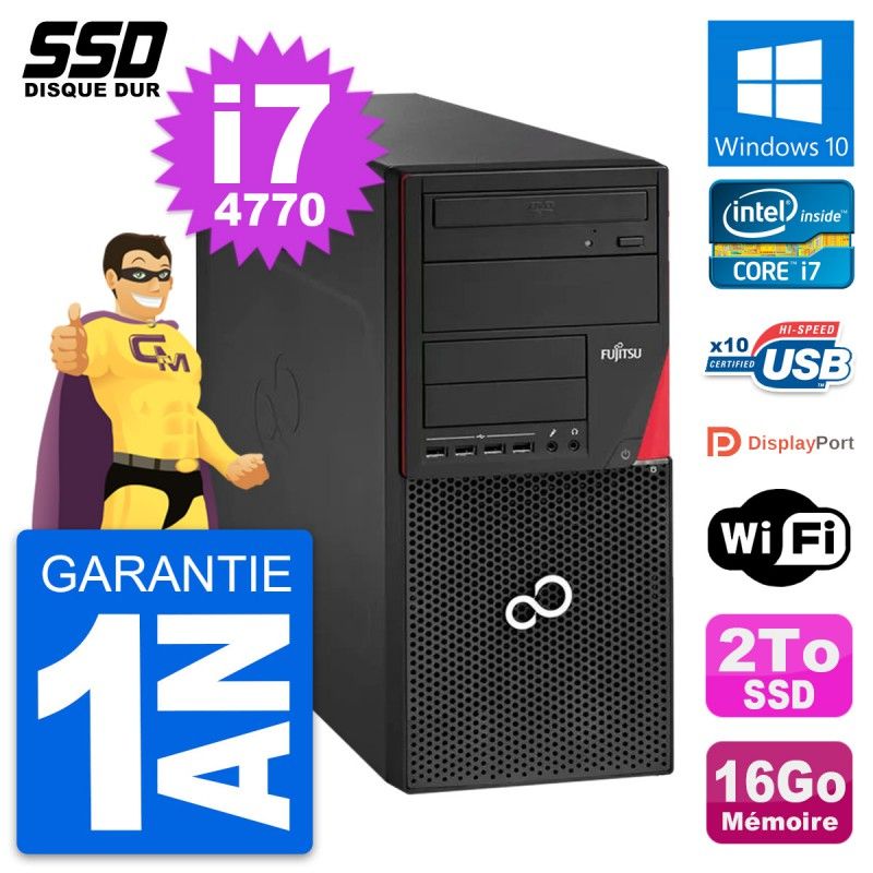 Fujitsu Esprimo P920 Desktop Computer - Intel Core i7-4770, 16GB RAM, 2TB SSD, Windows 10, WiFi