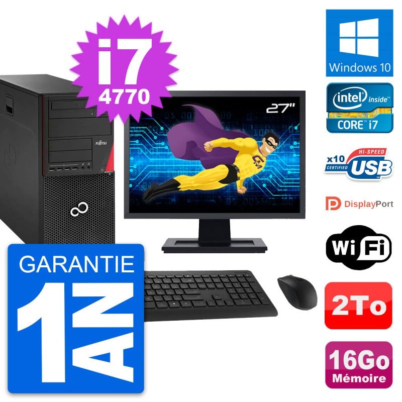 Fujitsu P920 Desktop Computer - 27" Screen, Intel i7-4770, 16GB RAM, 2TB HDD, Windows 10