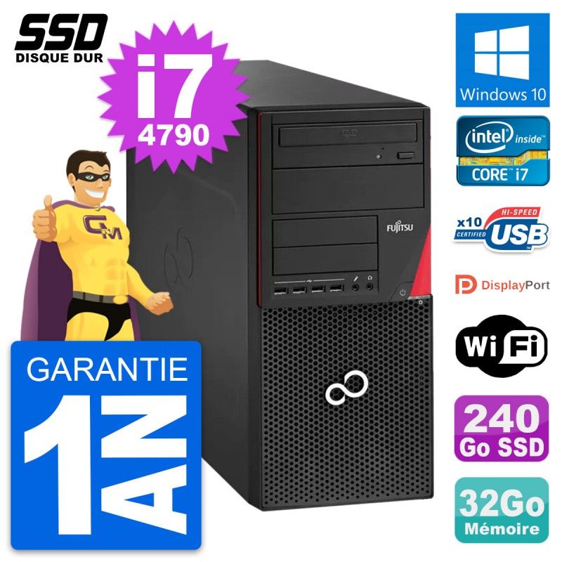 Fujitsu Esprimo P920 Desktop PC - Intel i7-4790, 32GB RAM, 240GB SSD, Windows 10, WiFi