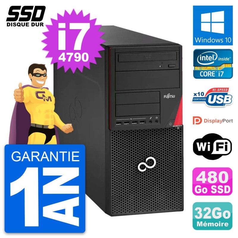 Fujitsu Esprimo P920 Tower PC - Intel i7-4790, 32GB RAM, 480GB SSD, Windows 10, WiFi