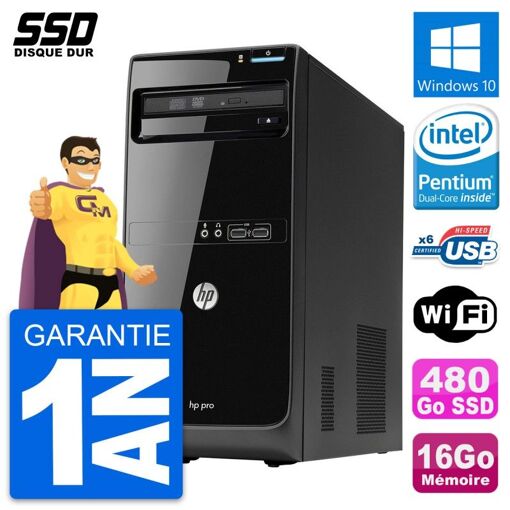 PC de escritorio HP Pro 3400 MT - Procesador Intel Pentium G630, 16GB de RAM, 480GB SSD, Windows 10, Wifi