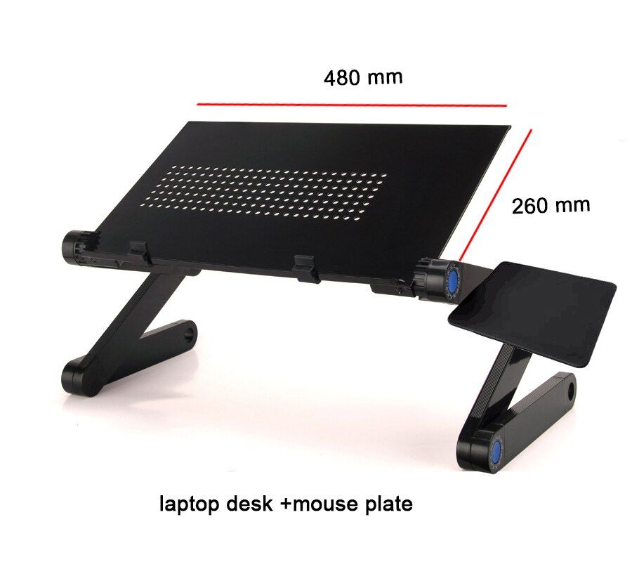 Ergonomic Portable Desk Stand, Aluminum Adjustable Laptop Riser with Mouse Pad - Black, 48cm (Type 1)