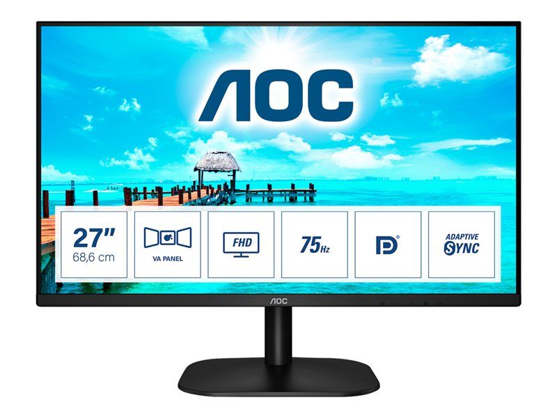 AOC 27-Inch LED Monitor - Full HD, 75Hz, MVA, 4ms Response Time, HDMI/VGA/DisplayPort