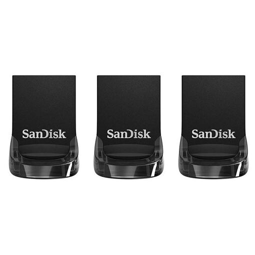 SanDisk Ultra Fit USB Drive - 32GB - USB 3.1 - Black (Pack of 3)