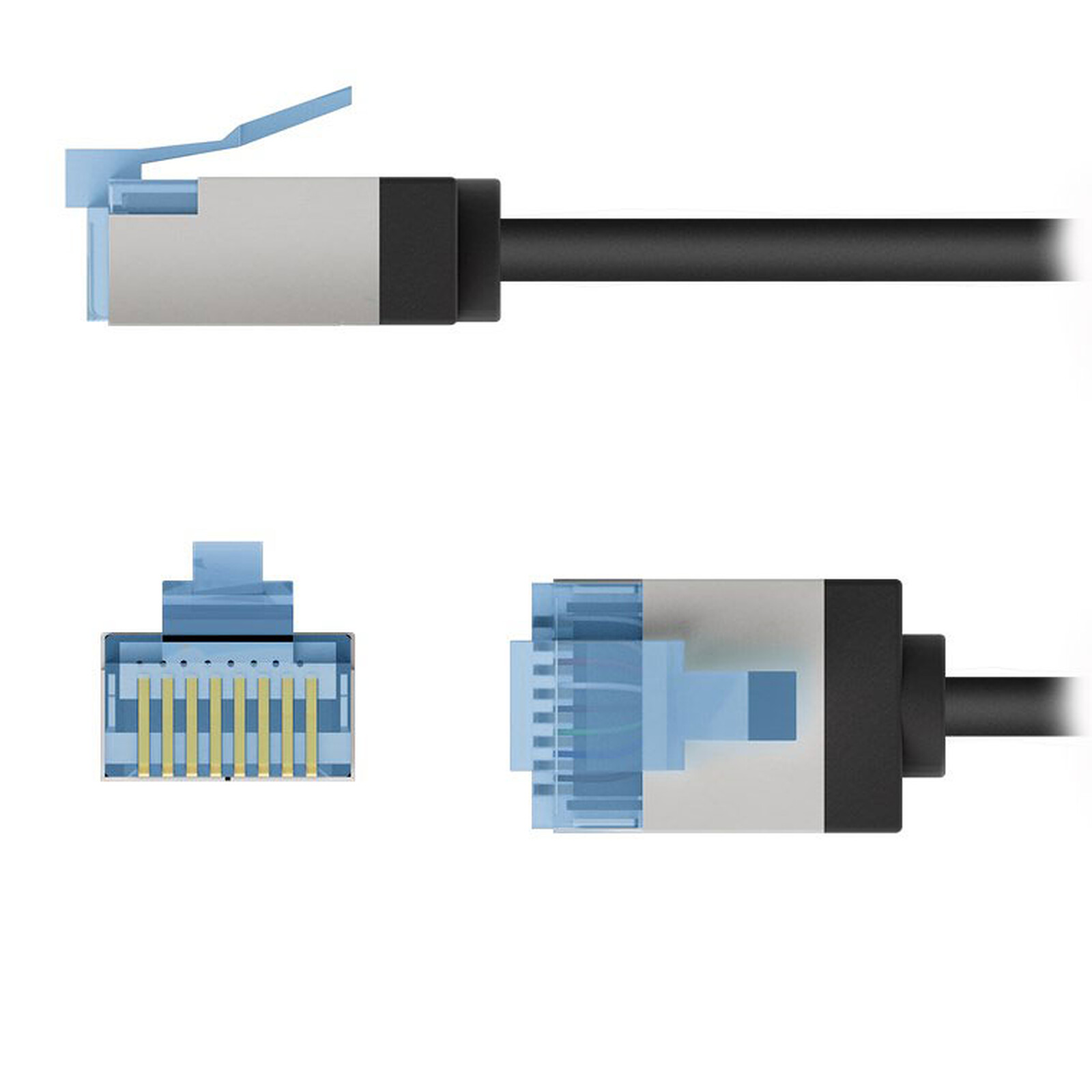 Goobay Slim RJ45 Cat 6a U/FTP cable 0.25 m (Black) 